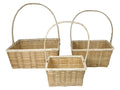 Square Bamboo Basket Set of 3 with Handle